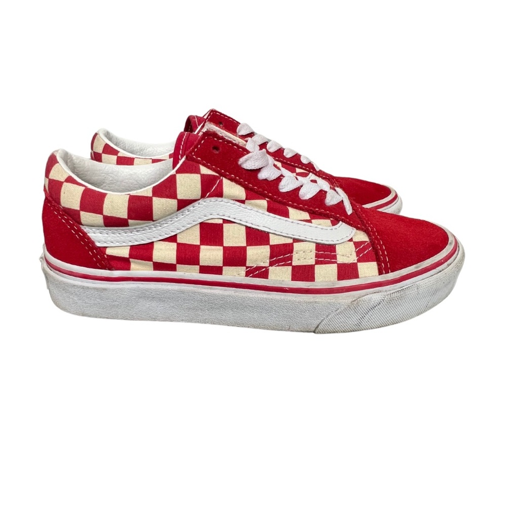 Vans premium old skool red and white checkerboard lace-up shoe